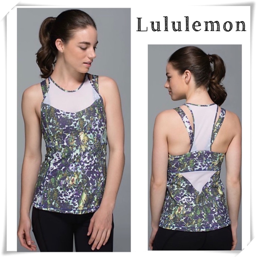 Lululemon Floral Mesh City Tank in Green